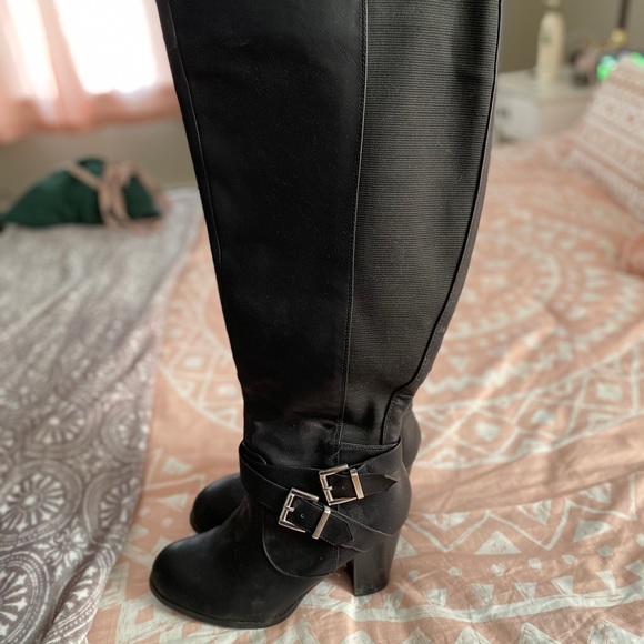 extra wide calf high heel boots